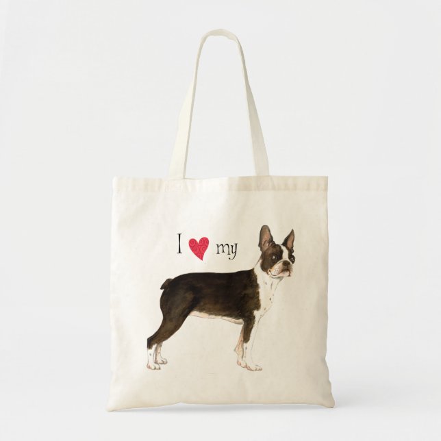 I Liebe mein Boston-Terrier Tragetasche (Vorne)