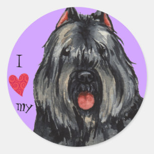 I Liebe mein Bouvier Runder Aufkleber
