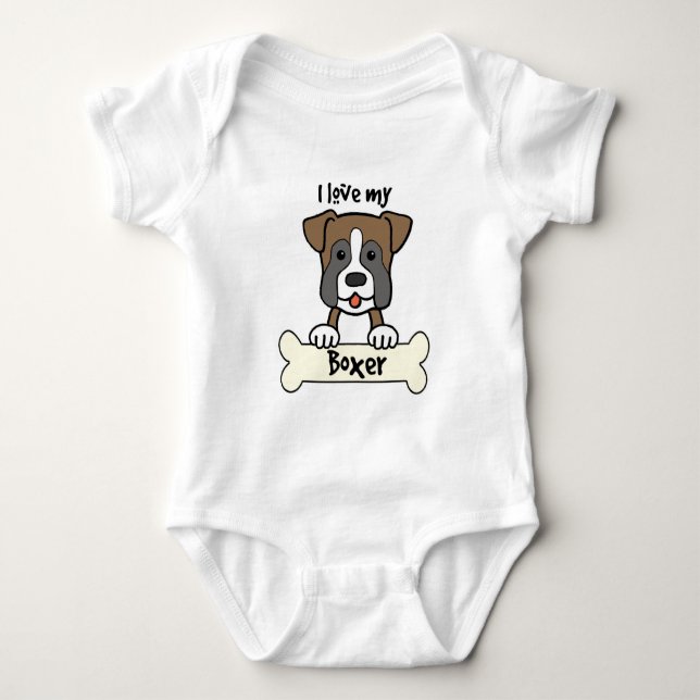 I Liebe mein Boxer Baby Strampler (Vorderseite)