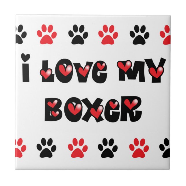 I Liebe mein Boxer Fliese (Vorderseite)