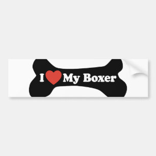 I Liebe mein Boxer - Hundeknochen Autoaufkleber