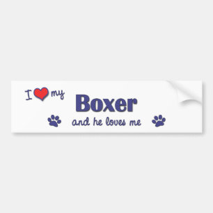 I Liebe mein Boxer (männlicher Hund) Autoaufkleber