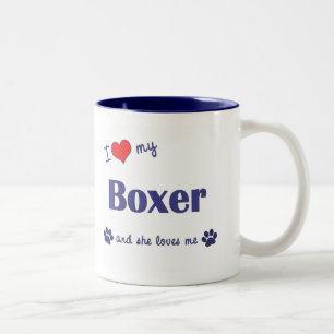 I Liebe mein Boxer (weiblicher Hund) Zweifarbige Tasse