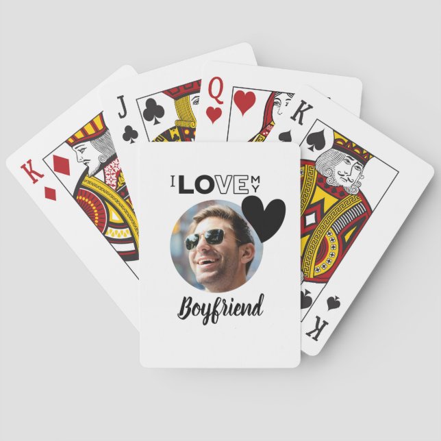 I Liebe Mein BOYFRIEND Foto Geschenk USB Verlobte- Spielkarten (Rückseite)