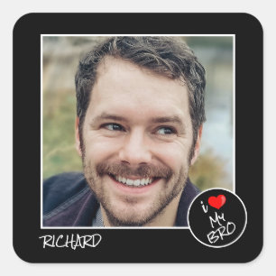 I Liebe Mein Bro, Custom Foto - Personalisiert Quadratischer Aufkleber