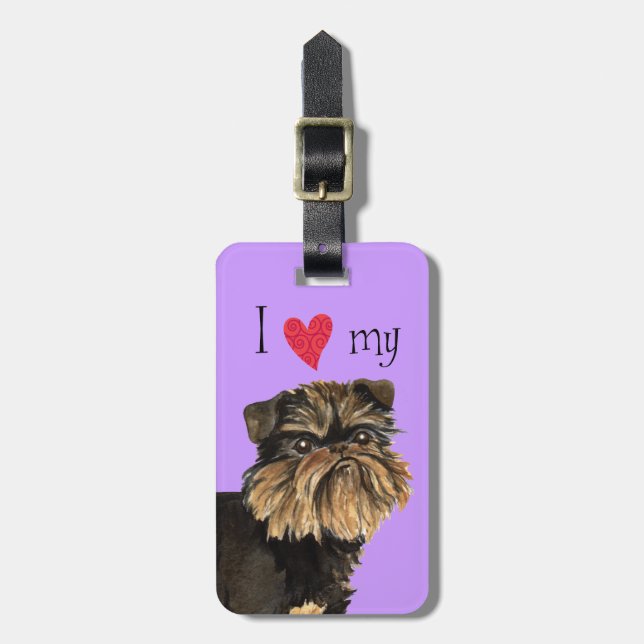 I Liebe mein Brüsseler Griffon Gepäckanhänger (Vorderseite vertikal)