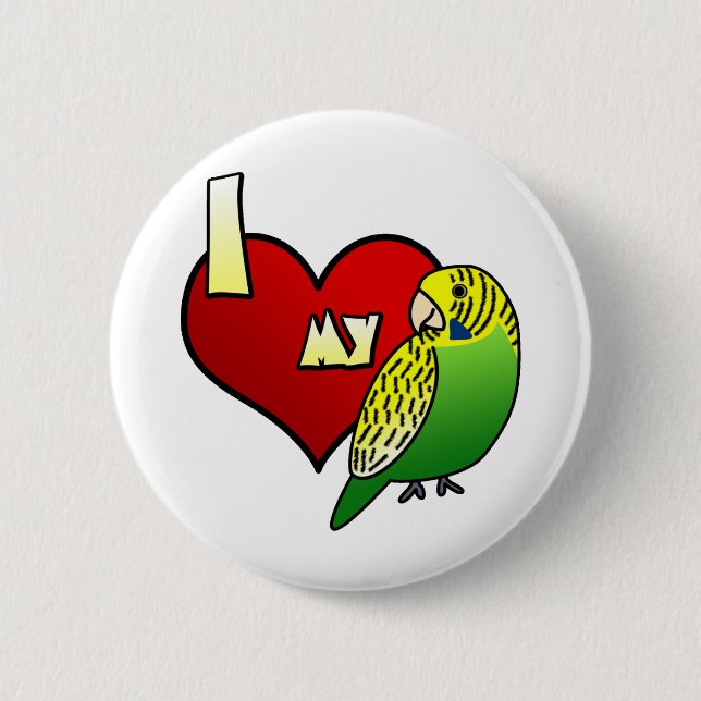 I Liebe mein Budgerigar Button (Vorderseite)