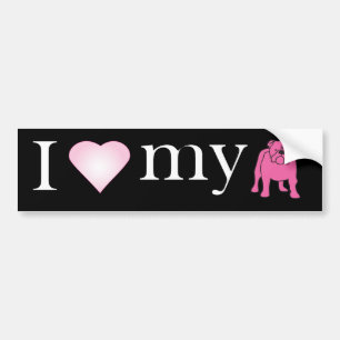 I LIEBE MEIN BULLDOG AUTOAUFKLEBER