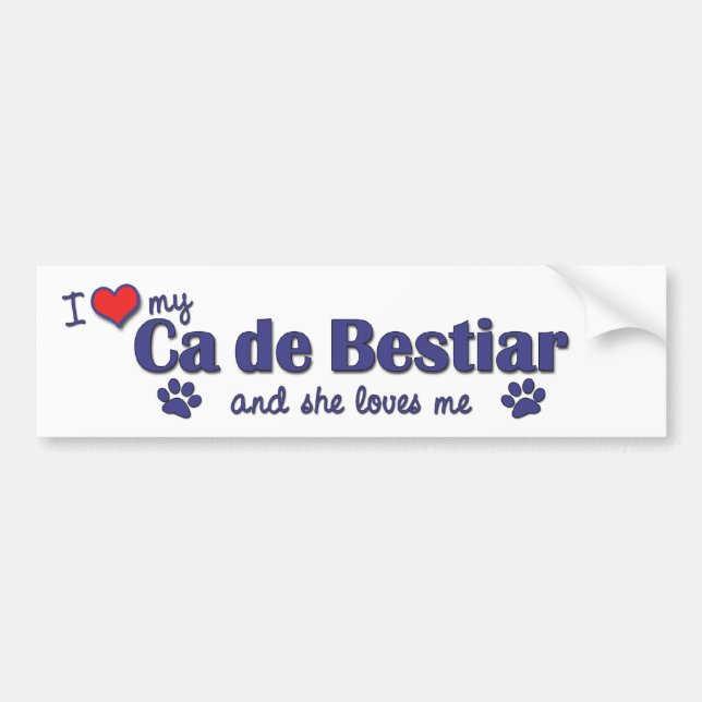 I Liebe mein Ca de Bestiar (weiblicher Hund) Autoaufkleber (Vorne)