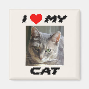 I LIEBE MEIN CAT - ADDIEREN SIE IHR EIGENES FOTO - MAGNET