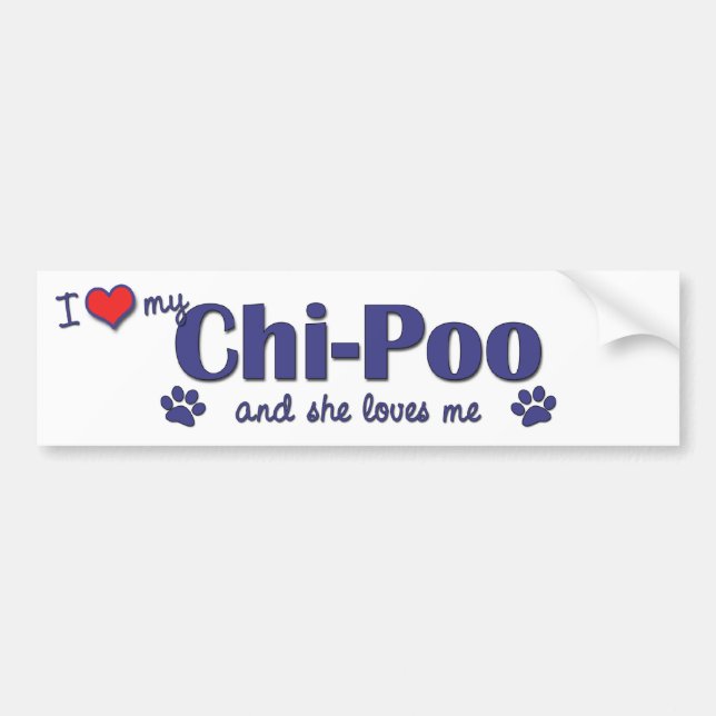 I Liebe mein Chi-Poo (weiblicher Hund) Autoaufkleber (Vorne)