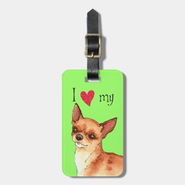 I Liebe mein Chihuahua Gepäckanhänger (Vorderseite vertikal)