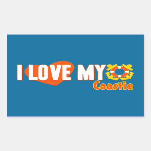 I Liebe mein Coastie! Rechteckiger Aufkleber