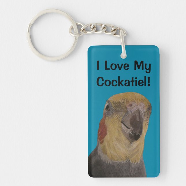 I Liebe mein Cockatiel! Vogel Schlüsselanhänger (Vorderseite)