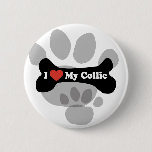 I Liebe mein Collie - Hundeknochen Button