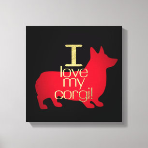 I LIEBE MEIN CORGI LEINWANDDRUCK