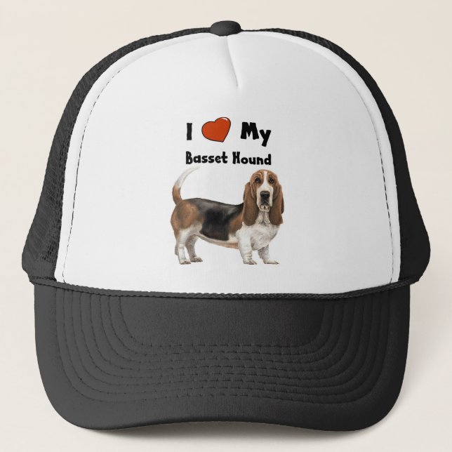 I Liebe mein Dachshund-Jagdhund Truckerkappe (Vorderseite)
