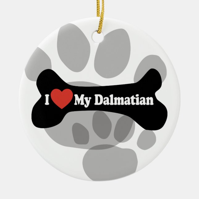 I Liebe mein Dalmatiner - Hundeknochen Keramik Ornament (Vorne)