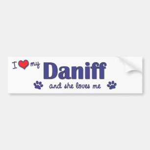 I Liebe mein Daniff (weiblicher Hund) Autoaufkleber