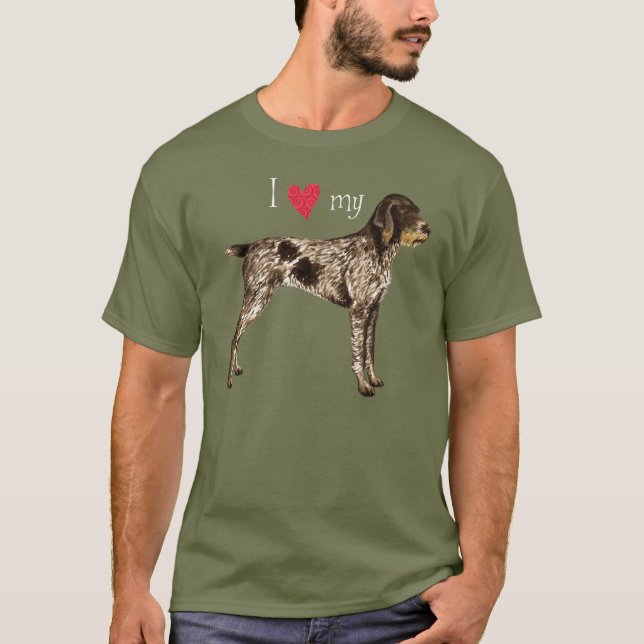I Liebe mein deutscher Drahthaar-Zeiger T-Shirt (Vorderseite)