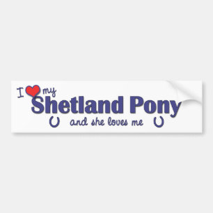 I Liebe mein die Shetlandinseln-Pony (weibliches Autoaufkleber