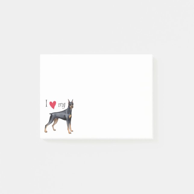 I Liebe mein Dobermann Post-it Klebezettel (Vorderseite)