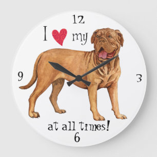I Liebe mein Dogue de Bordeaux Große Wanduhr
