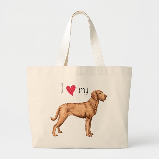 I Liebe mein Drahthaar Vizsla Jumbo Stoffbeutel (Vorne)