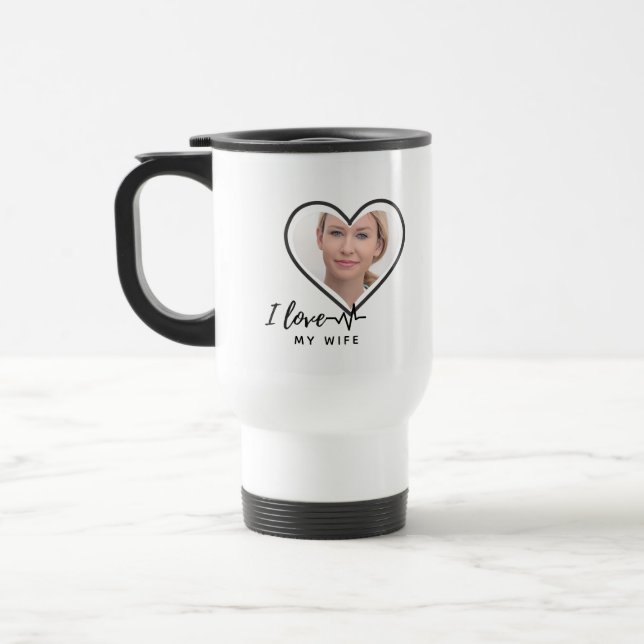 I Liebe Mein Ehefrau FOTO Geschenk - Bester Freund Reisebecher (Links)