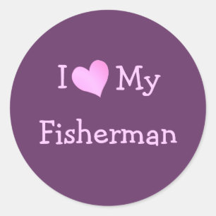 I Liebe Mein Fischer Runder Aufkleber