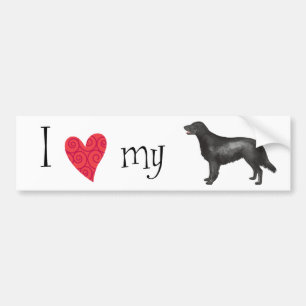 I Liebe mein Flach-Überzogener Retriever Autoaufkleber