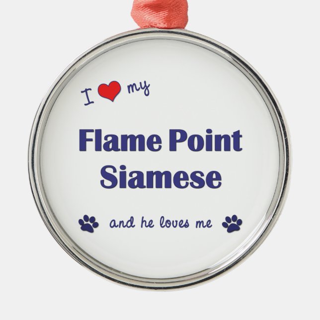 I Liebe mein Flammen-Punkt siamesisch (männliche Ornament Aus Metall (Vorne)