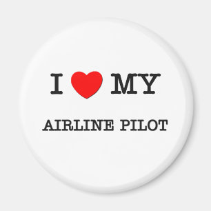 I Liebe mein FLUGLINIEN-PILOT Magnet