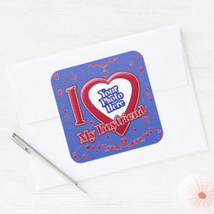 I Liebe Mein Freund Foto Red Hearts Deep Royal Bl Quadratischer Aufkleber