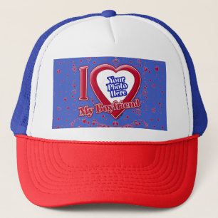 I Liebe Mein Freund Foto Red Hearts Deep Royal Bl Truckerkappe