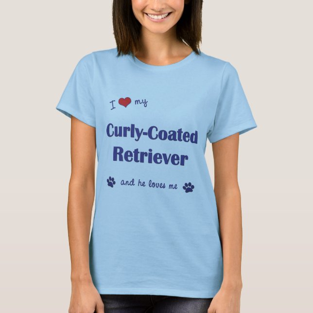 I Liebe mein Gelockt-Überzogener Retriever T-Shirt (Vorderseite)