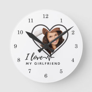 I LIEBE MEIN GIRLFRIEND Foto Geschenk Personalisie Runde Wanduhr