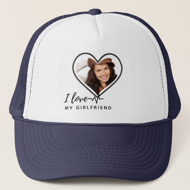 I LIEBE MEIN GIRLFRIEND Foto Geschenk Personalisie Truckerkappe (Vorderseite)