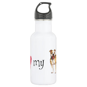 I Liebe mein Git Bull Terrier Edelstahlflasche