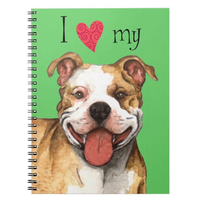 I Liebe mein Git Bull Terrier Notizblock (Vorderseite)
