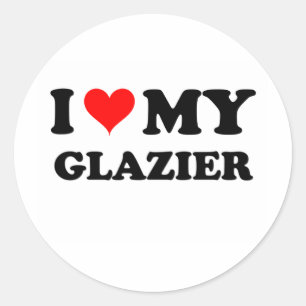 I Liebe mein Glaser Runder Aufkleber
