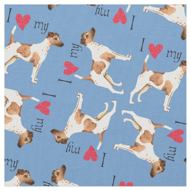 I Liebe mein glatter Fox-Terrier Stoff (Nahaufnahme)