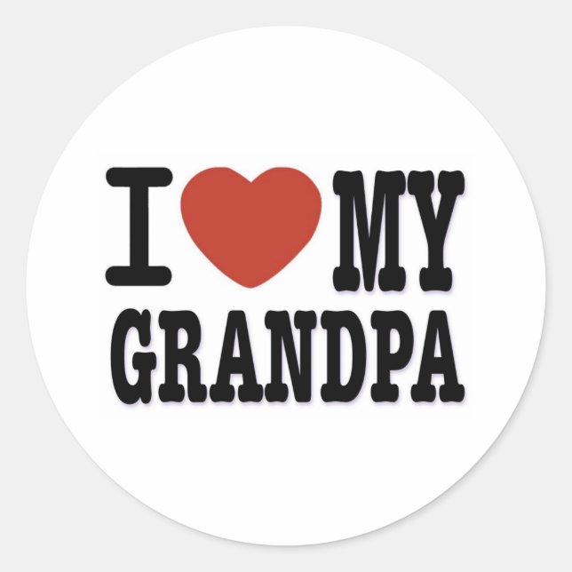 I LIEBE MEIN GRANDPA RUNDER AUFKLEBER (Vorderseite)