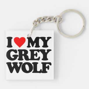 I LIEBE MEIN GRAUER WOLF SCHLÜSSELANHÄNGER