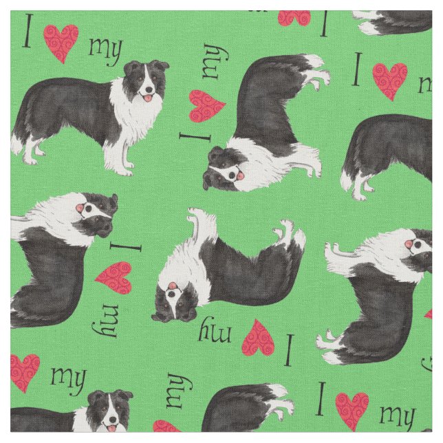 I Liebe mein Grenzcollie Stoff (Nahaufnahme)