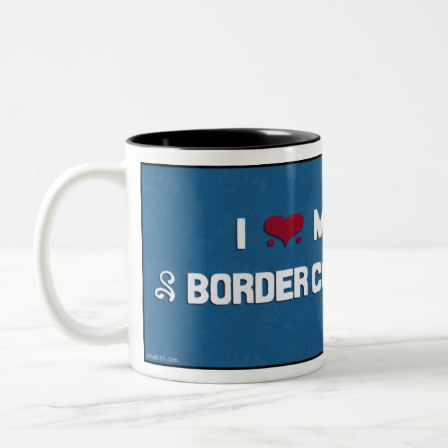 I Liebe mein Grenzcollie Zweifarbige Tasse (Links)