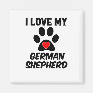 I Liebe mein große Tatzen-rotes Herz-Deutscher Magnet