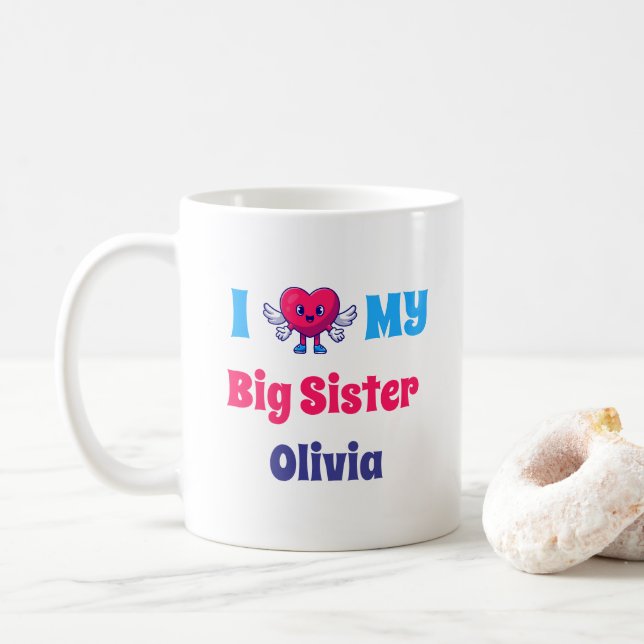 i Liebe mein großer, Personalisierter Schwesternam Kaffeetasse (Mit Donut)