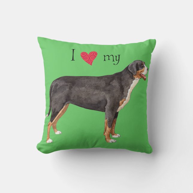 I Liebe mein größerer Schweizer Gebirgshund Kissen (Vorderseite)