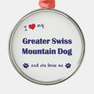 I Liebe mein größerer Schweizer Gebirgshund Ornament Aus Metall